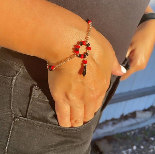 18k Gold Layered Azabache Hand Set With Red and Black Beads jewelry Making Supplies