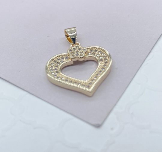 18k Gold Layered Micro Pave Cubic Zirconia Heart Pendant