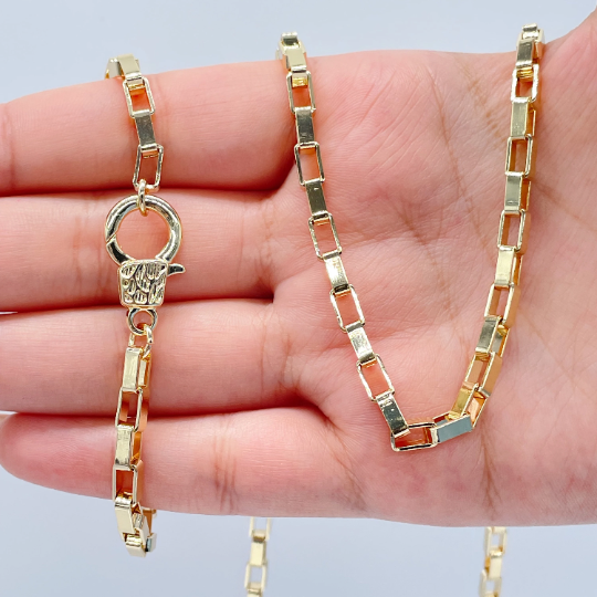18k Gold Layered Short Link Paper Clip Set With Hand-cuff Lobster Clasp