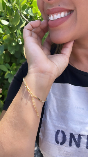18k Gold Layered Flat Beaded Bracelet