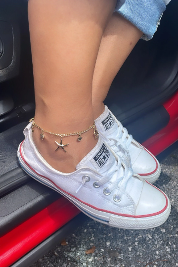 18k Gold Layered Summer Inspired Figaro Anklet