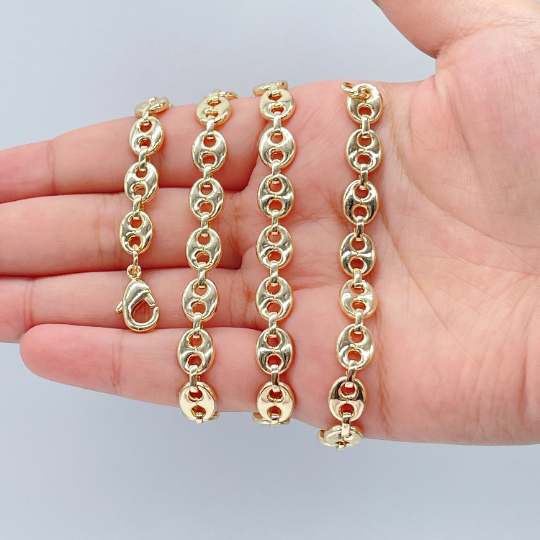 18k Gold Layered Puffy Mariner Style Link Chain 8.3mm Mariner Chain Necklace