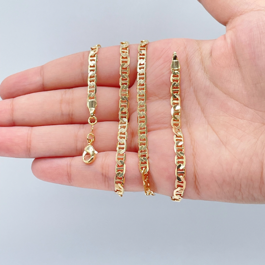 18k Gold Layered Mariner Chain 4mm Necklace