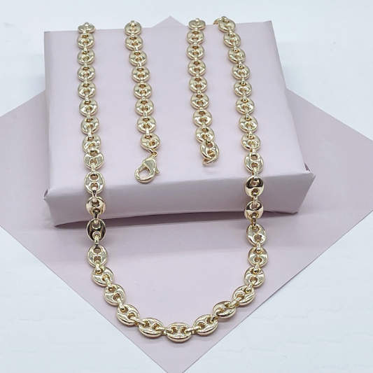 18k Gold Layered Puffy Mariner Style Link Chain 8.3mm Mariner Chain Necklace