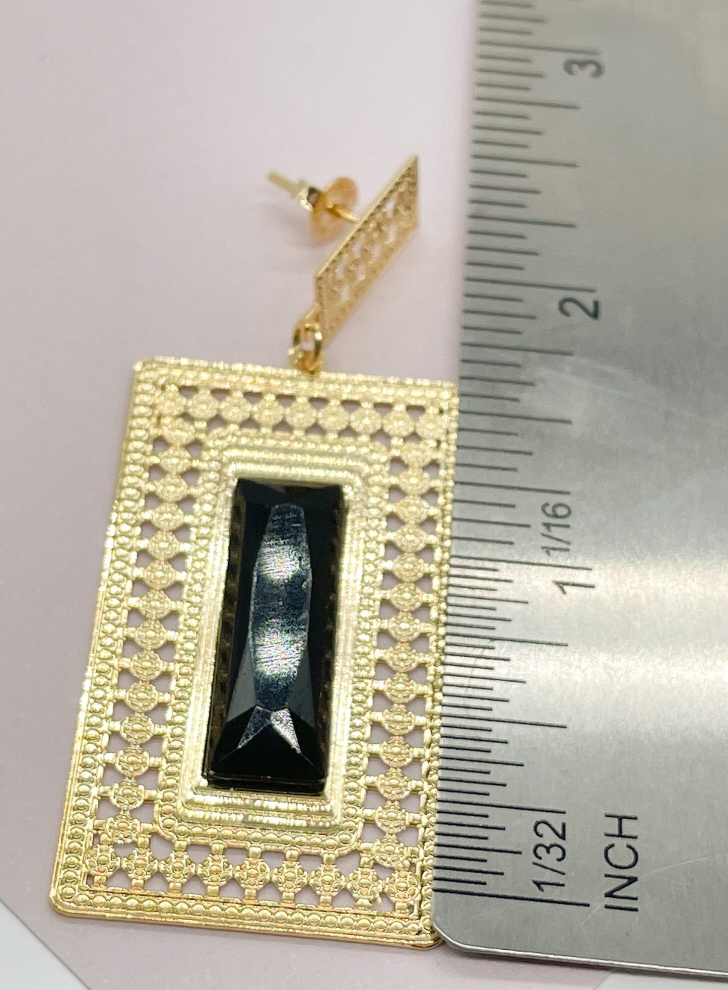 18k Gold Layered Square Dangling Earrings, Geometric, Featuring Micro Pave