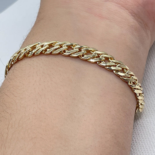 18k Gold Layered Double Cuban link bracelet In Available in Size 8 Inches by