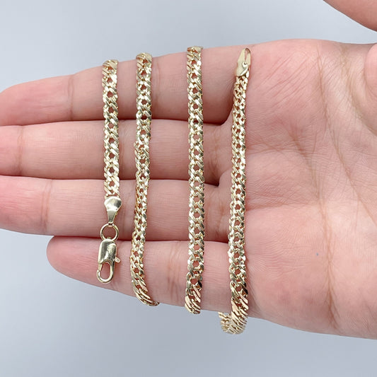 18k Gold Layered 4mm Double Cuban Link Chain Necklace