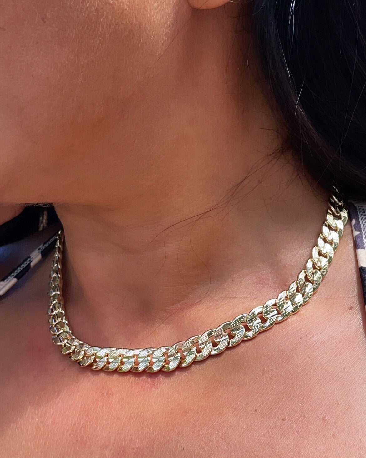 18k Gold Layered Thick Carved Cuban Link Chain 9.5mm Necklace For Wholesale And