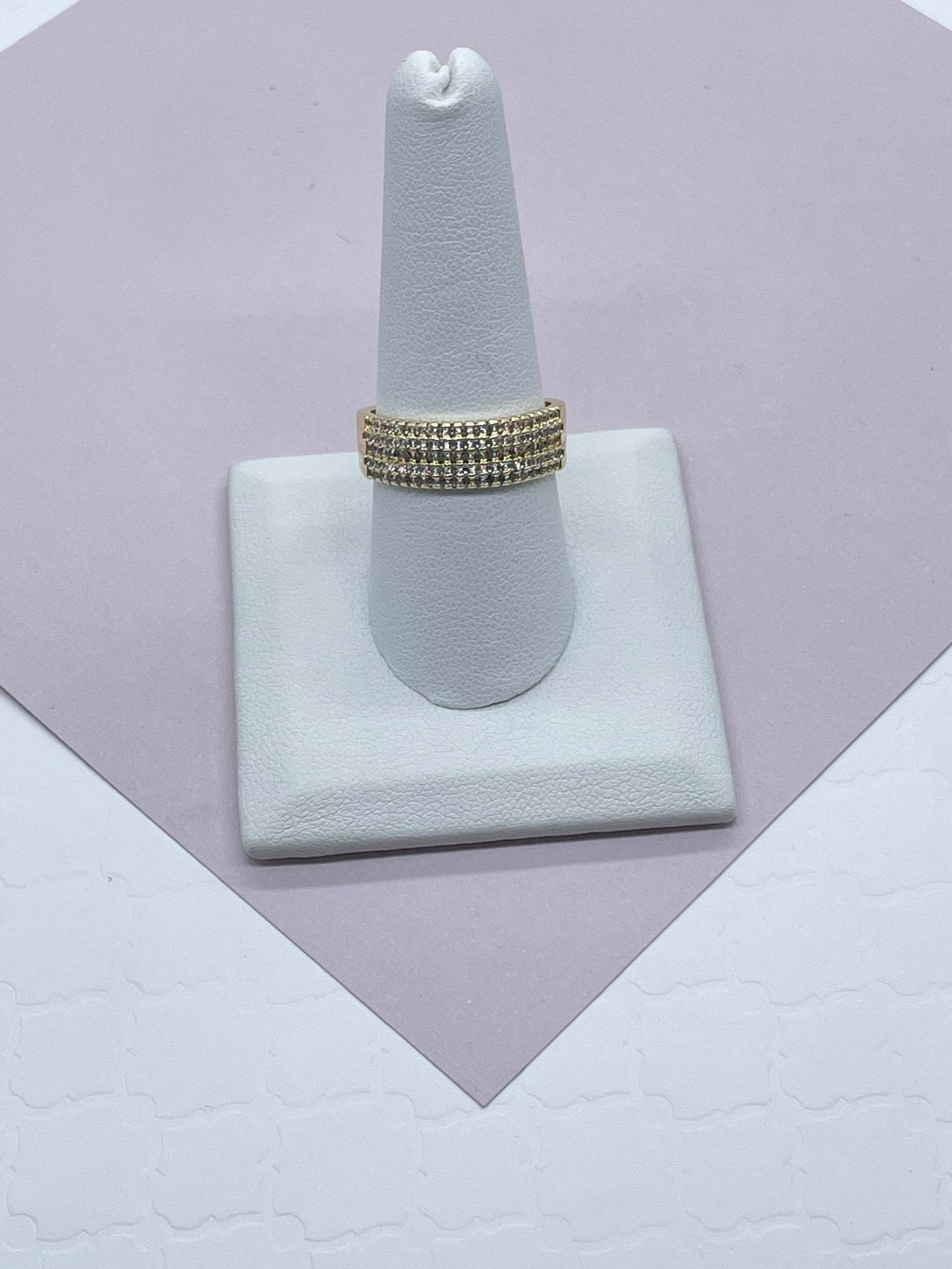 Gorgeous Sophisticate 18k Gold Layered Ring Featuring Micro Pave Cubic Zirconia