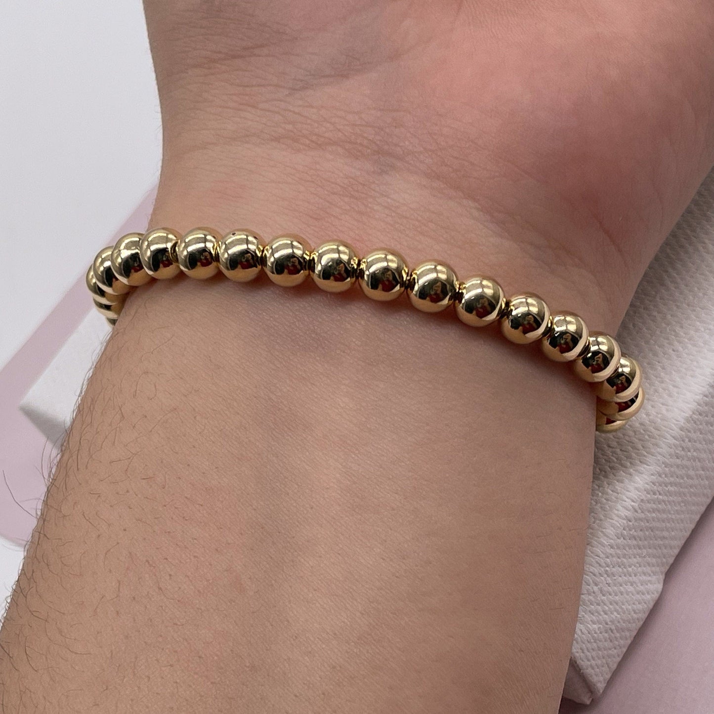 Gorgeous 18k Gold Layered Beaded Bracelet Featuring Slide Clasp Gold Bead