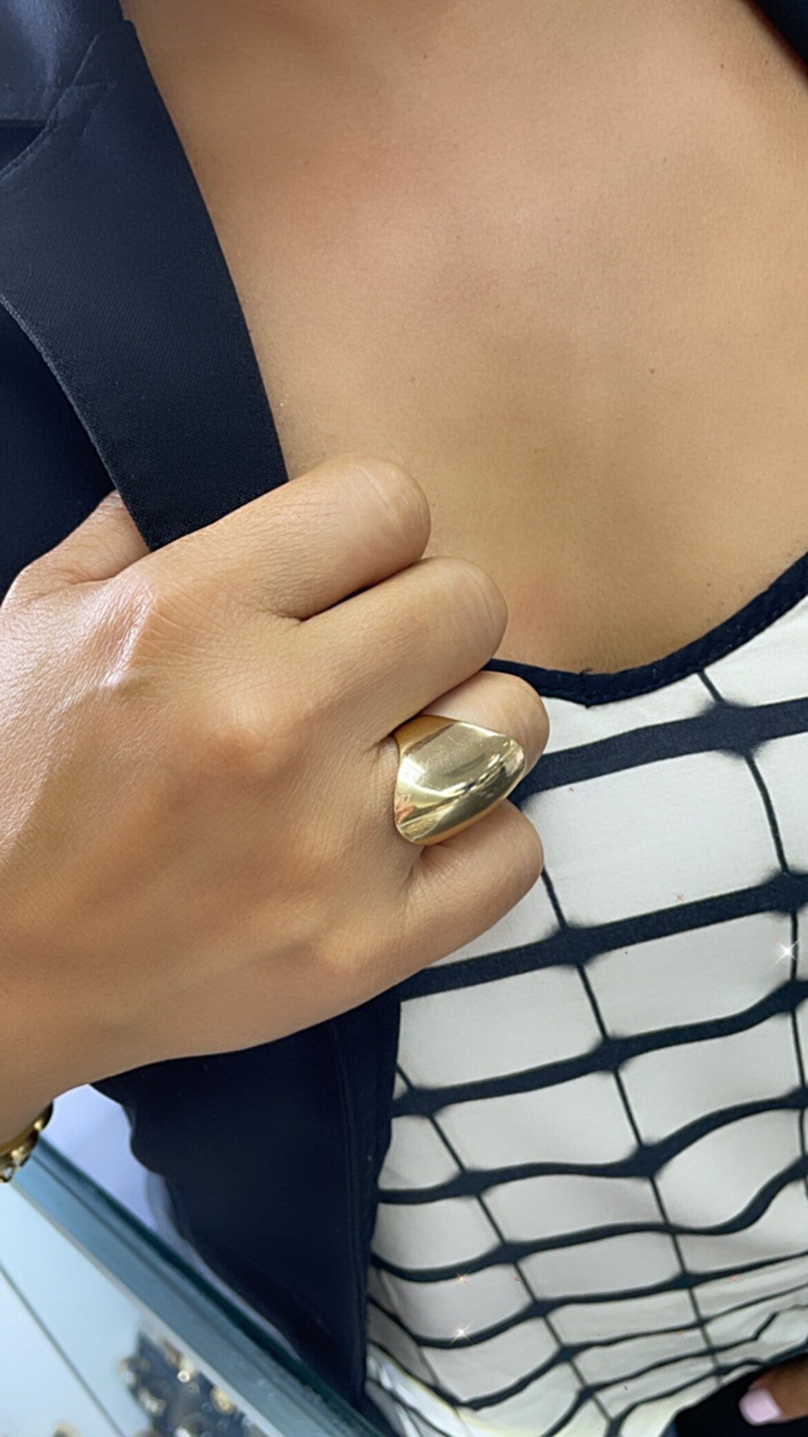 18k Gold Layered Chunky Plain Oval Dome Ring