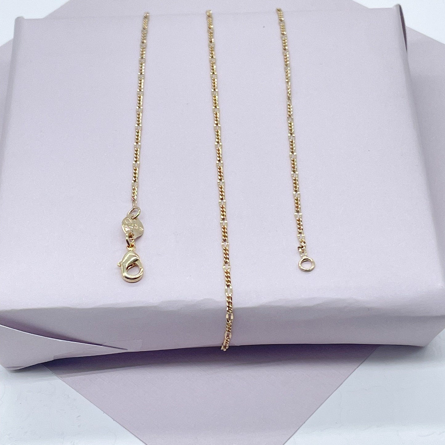 18k Gold Layered 2mm Fancy 3x1 Figaro Chain For Wholesale and Jewelry Making