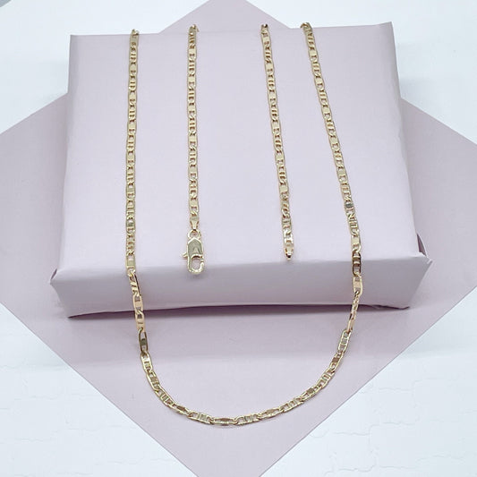 18k Gold Layered Thin Mariner Chain 3mm Necklace For Wholesale and Jewelry