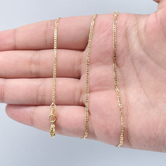 Very Delicate and Thin 18k Gold Layered 1.5mm Mariner Link Chain For Wholesale