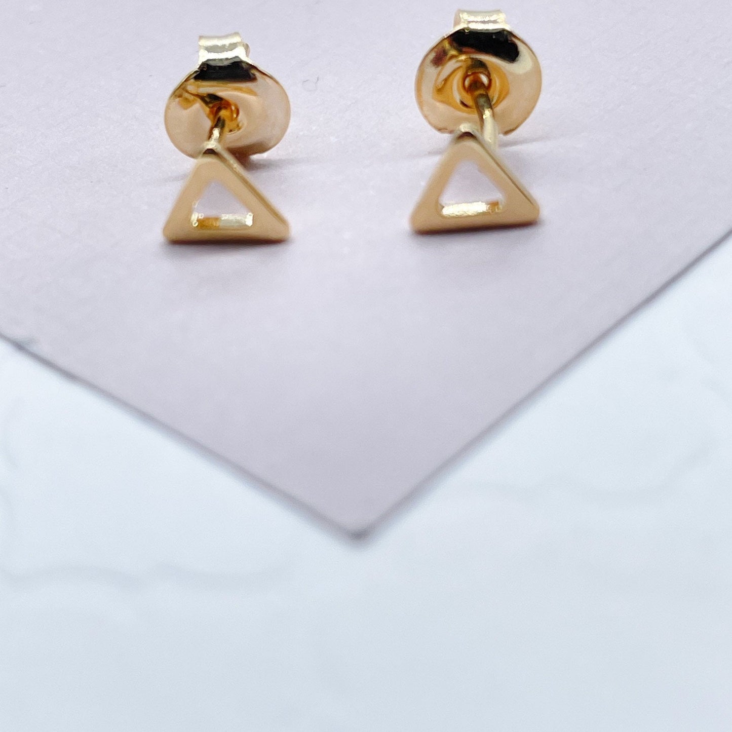 Dainty And Delicate And Minimalist 18k Gold Layered Triangle, Square, Shell, Leaf