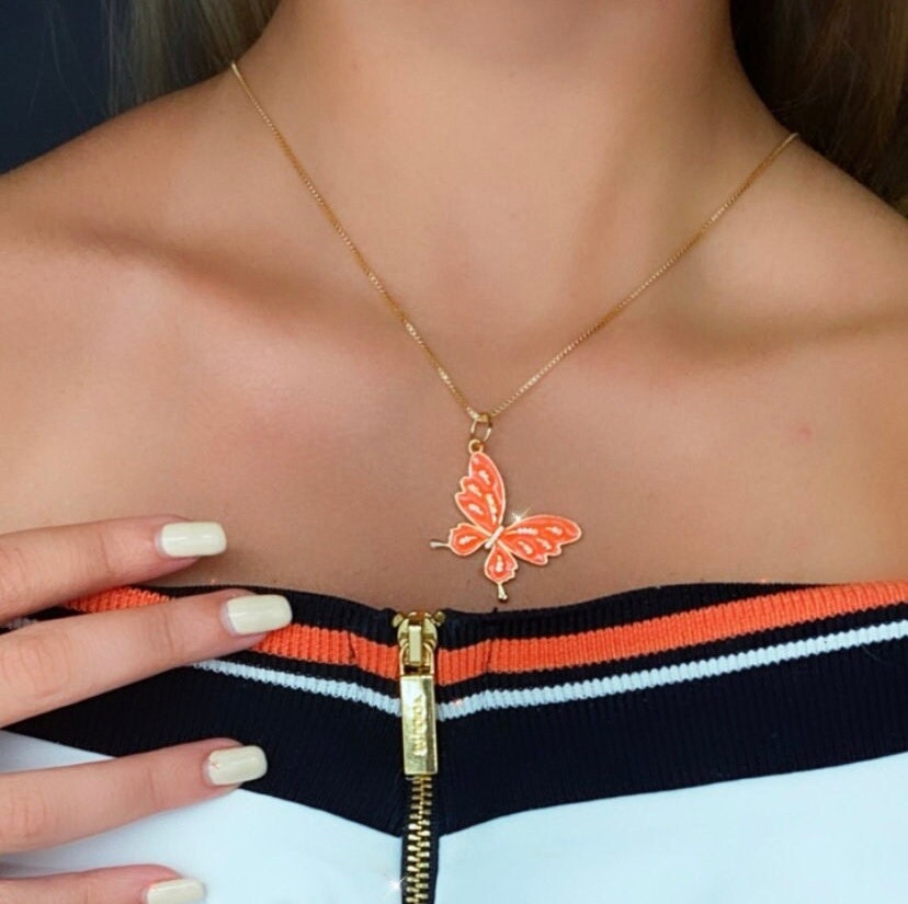 18k Gold Layered Colorful Butterfly Enamel Pendant Wholesale Charm Jewelry Making