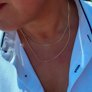 18k Gold Layered thin Cuban Link Chain 2.4mm For Wholesale Dainty Jewelry