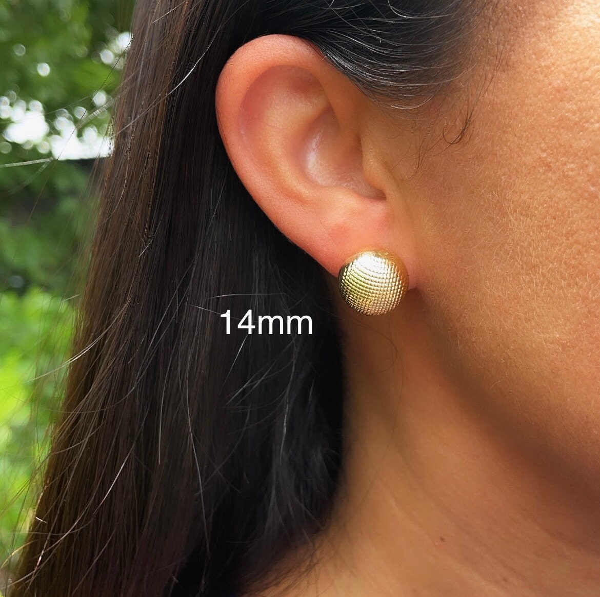 18k Gold Layered Diamond-Cut Cross Pattern Ball Stud Earrings Available Sizes