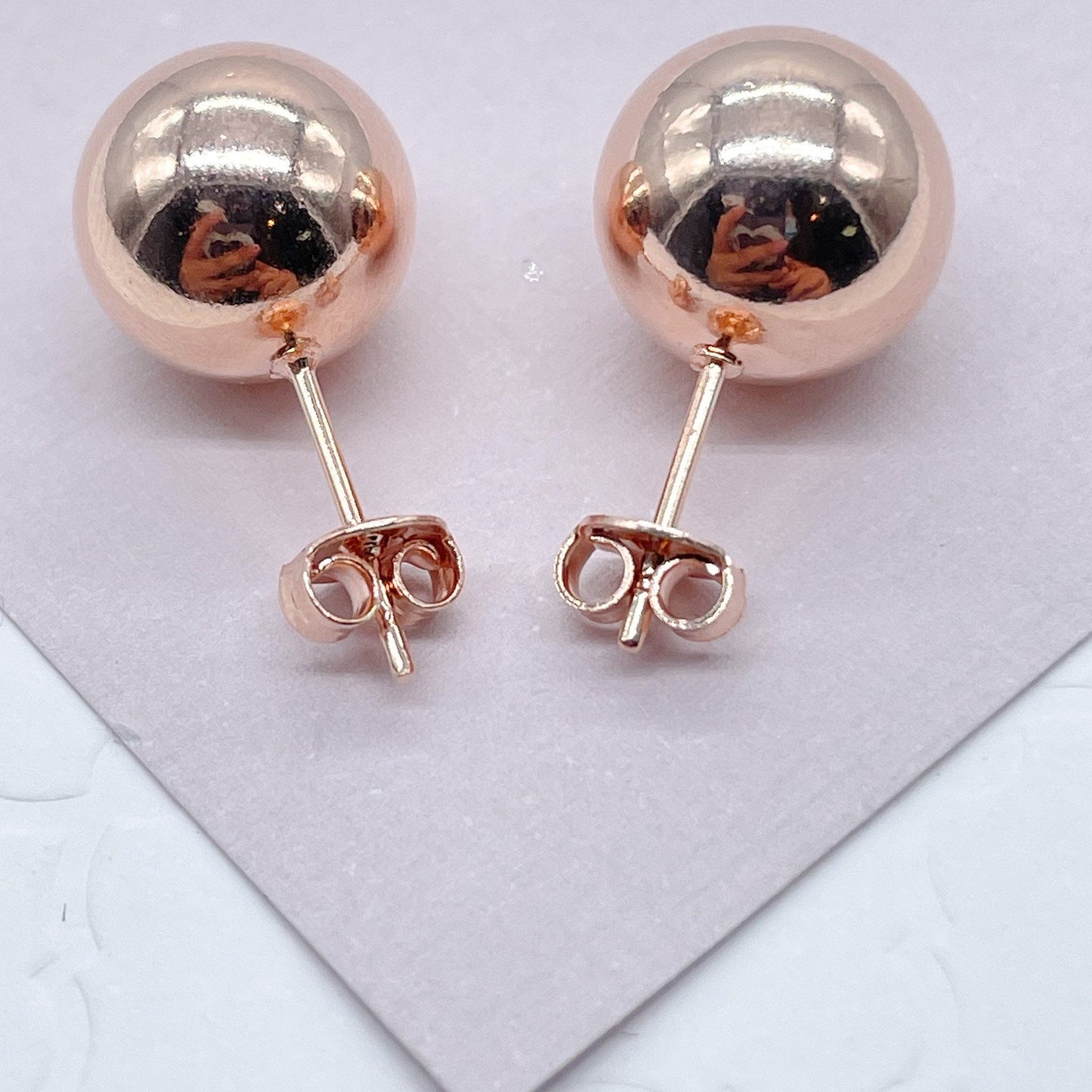 18k Gold Layered 12mm Ball Stud Earrings