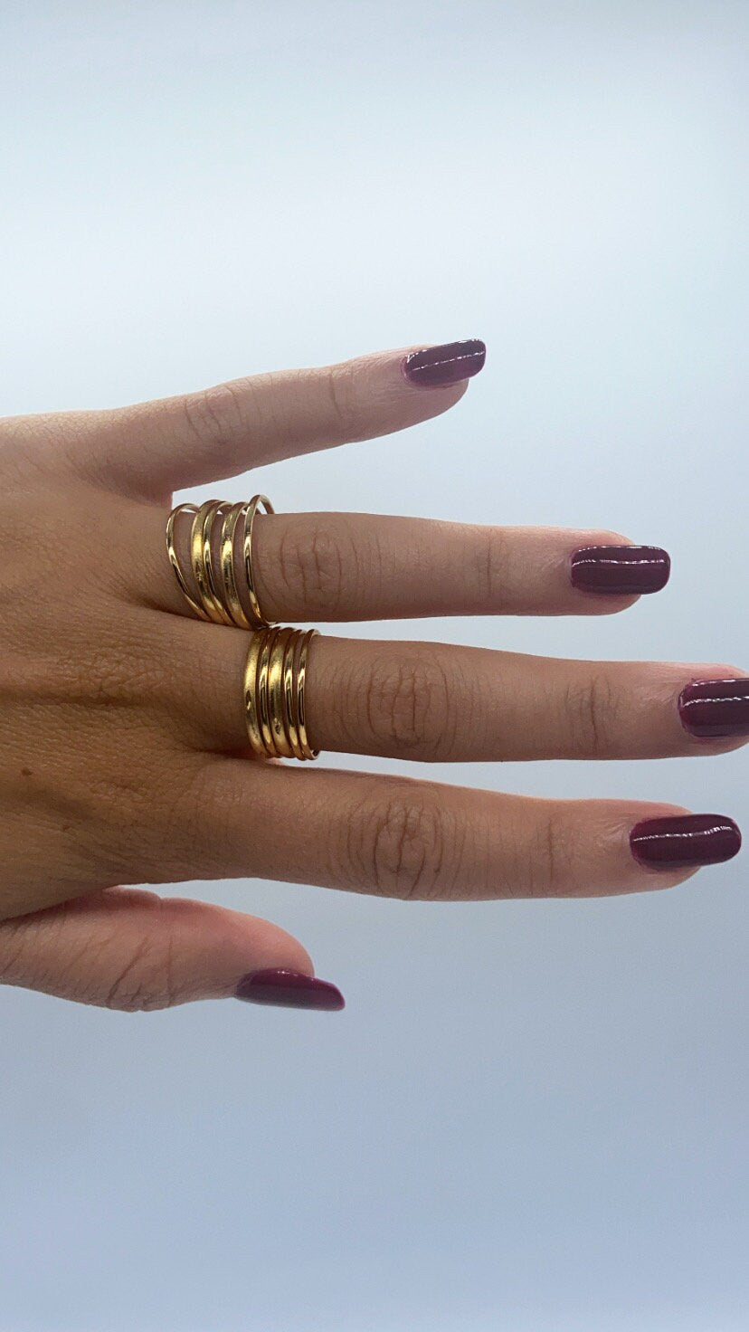 18k Gold Layered Stacked Band Rings Wholesale Jewelry