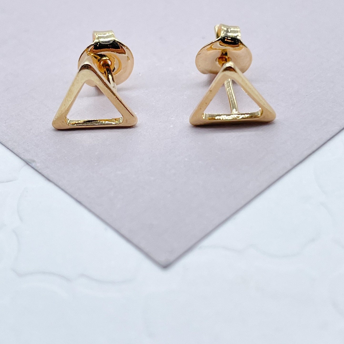 Dainty And Delicate And Minimalist 18k Gold Layered Triangle, Square, Shell, Leaf