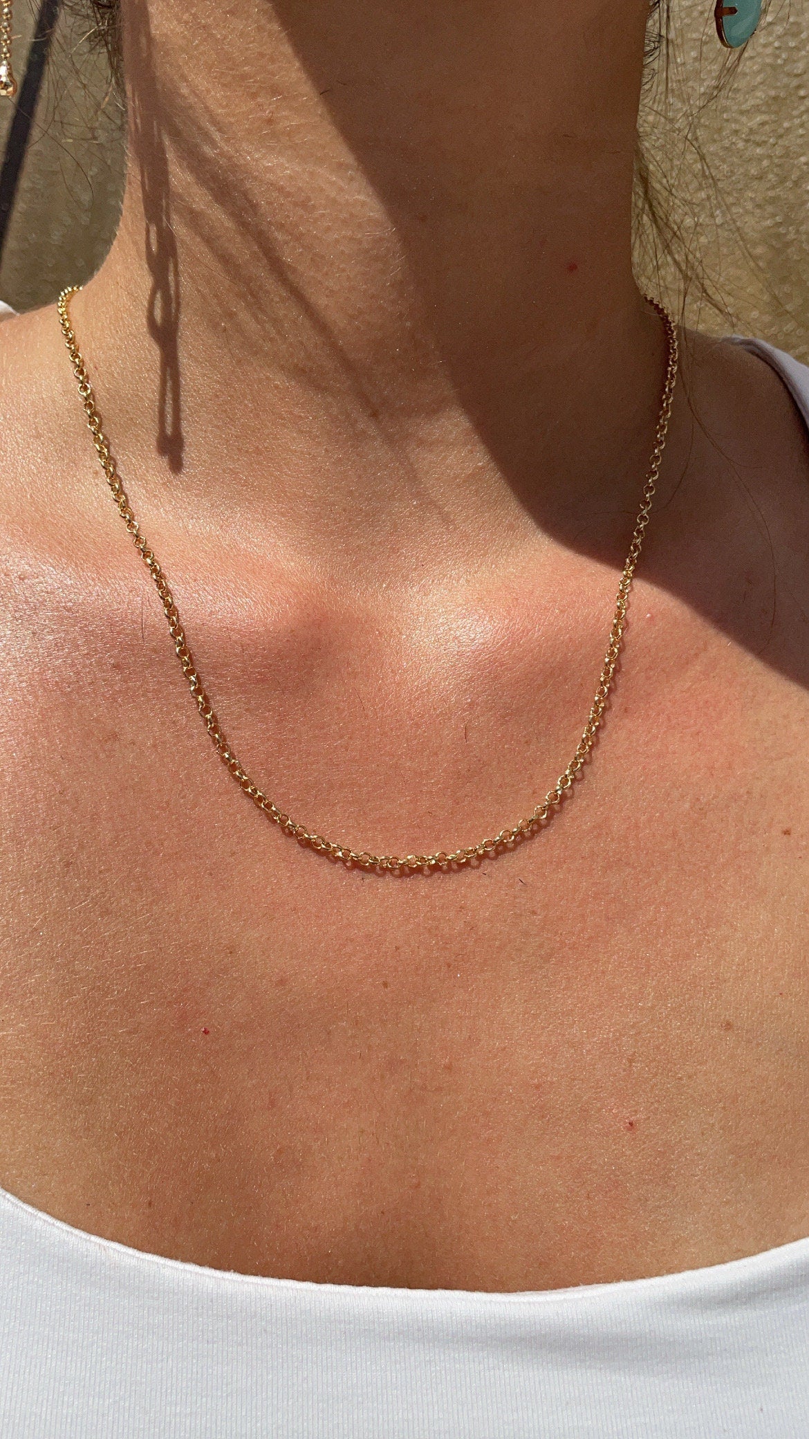 18k Gold Layered 2mm Cable Link Chain Dainty Necklace For Wholesale And Jewelry