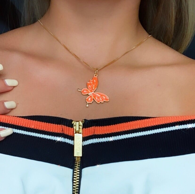 18k Gold Layered Colorful Butterfly Enamel Pendant Wholesale Charm Jewelry Making