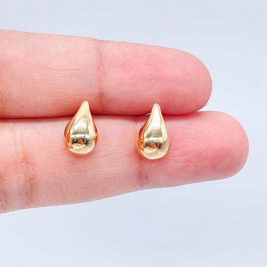 Gorgeous 18k Gold Layered Plain Casted Tear Drop Stud Earrings Dainty Wholesale