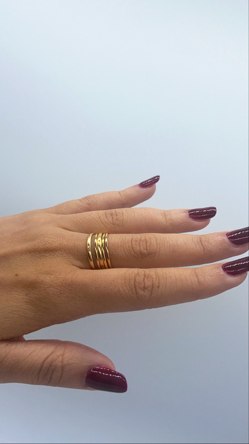 18k Gold Layered Stacked Band Rings Wholesale Jewelry