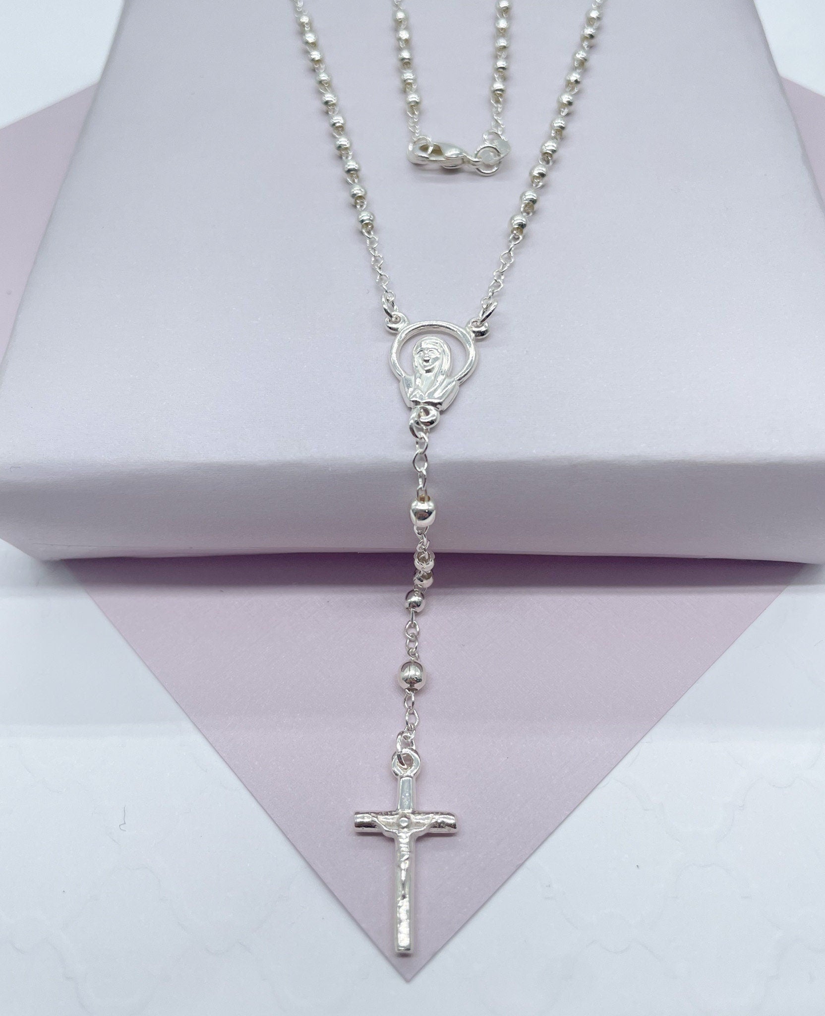 Silver Filled Dainty Rosary with Thick Crucifix Cross Wholesale