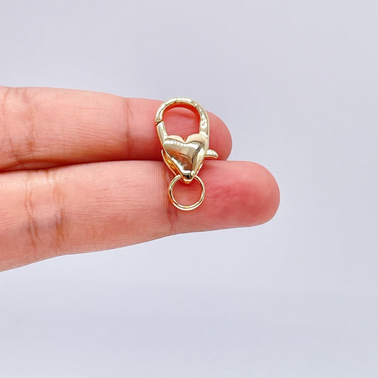 Heart Shape Body 18k Gold Layered Jumbo Lobster Claw Clasp With Jump Ring