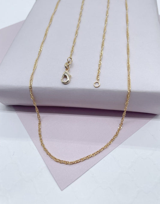 18k Gold Layered 1mm Dainty Singapore Chain Necklace for Wholesale Jewelry Making