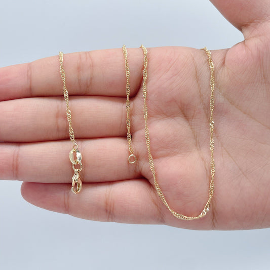 18k Gold Layered 1mm Dainty Singapore Chain Necklace for Wholesale Jewelry Making