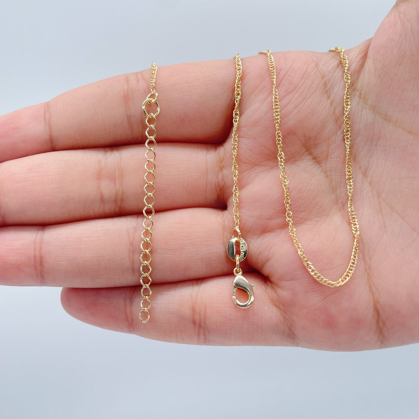 18k Gold Layered 1mm Dainty Singapore Chain Necklace for Wholesale Jewelry Making