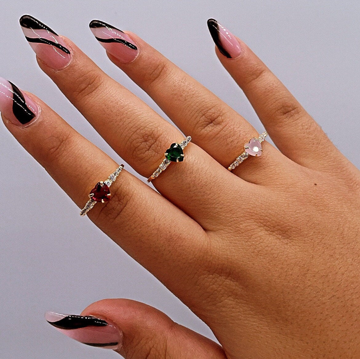 18k Gold Layered Heart Ring With Small Pave Colorless Cubic Zirconia Stones On