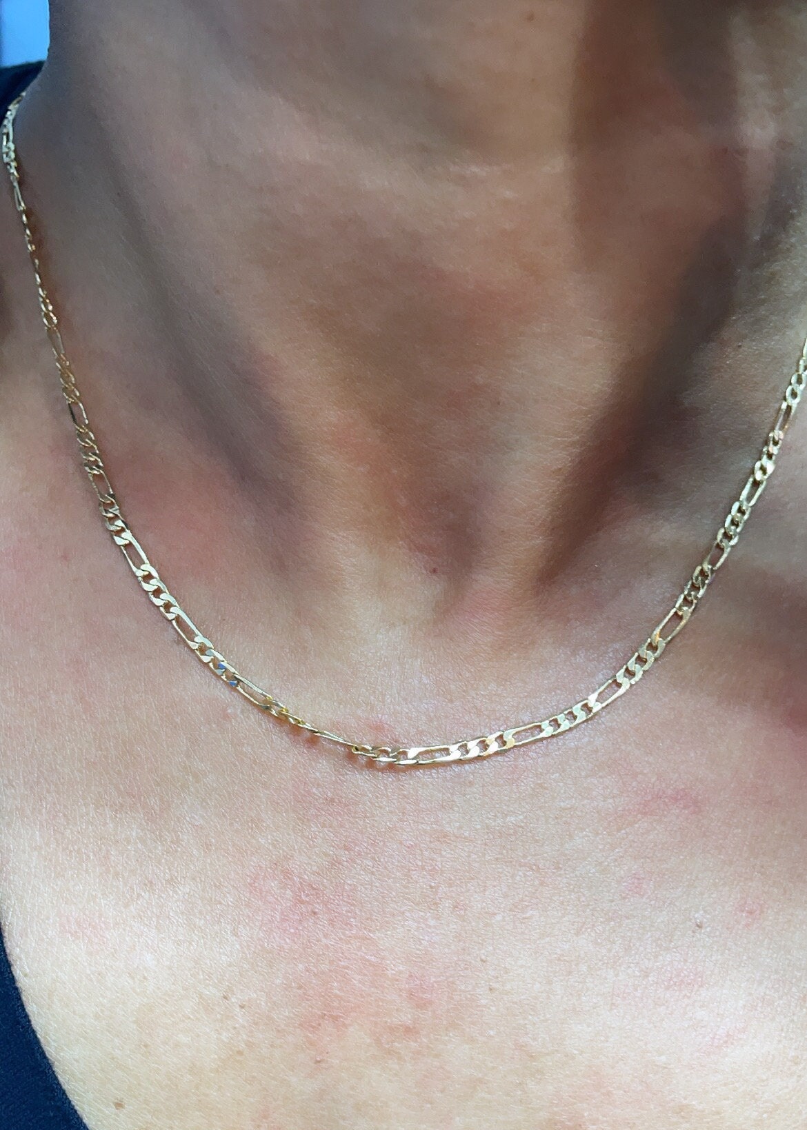 18k Gold Layered 3x1 Figaro 2mm Chain Necklace Wholesale Jewelry Making Supplies