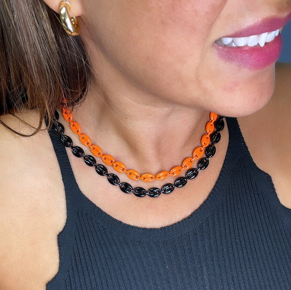 Colorful Enamel Puffy Mariner Chain