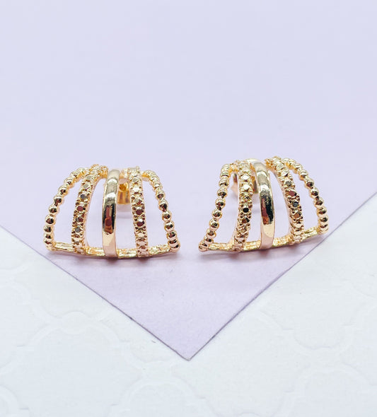 18k Gold Filled Open Ended Twisted Creole Hoop Earrings