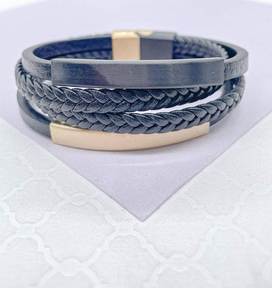Uni-Sex Leather Cuff Bracelet Available in 3 Styles, Leather Wristband, Boho Bracelet