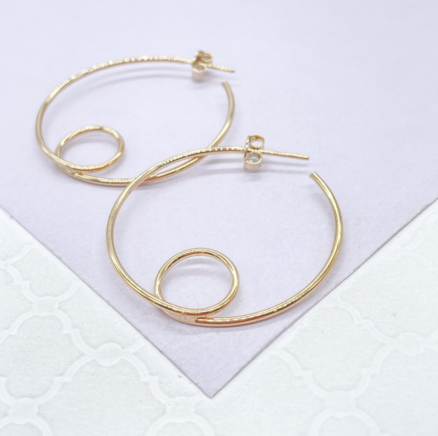 18k Gold Filled Wirework Loop Open Hoops Earrings