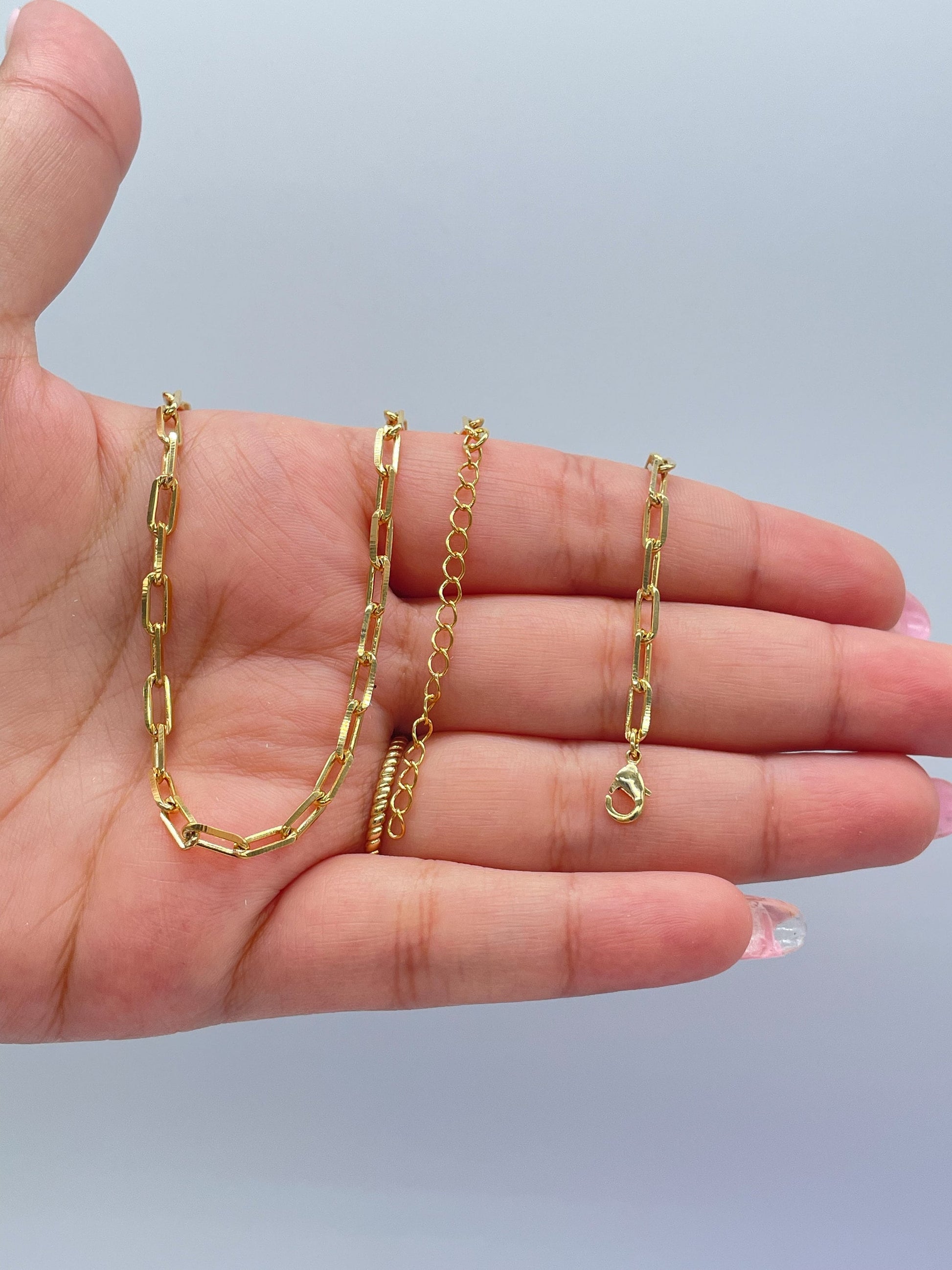 18k Gold Filled 16 Inch, 3.5mm Thick, Paper Clip Chain Necklace Supplies Creative, Simplistic Piece, Minimalistic Jewlery