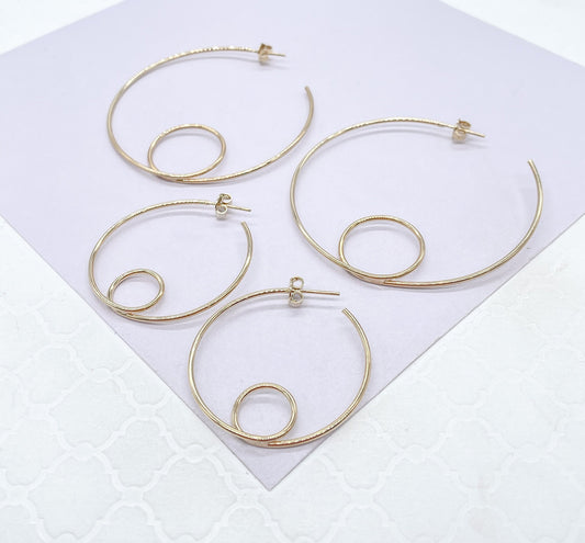 18k Gold Filled Wirework Loop Open Hoops Earrings