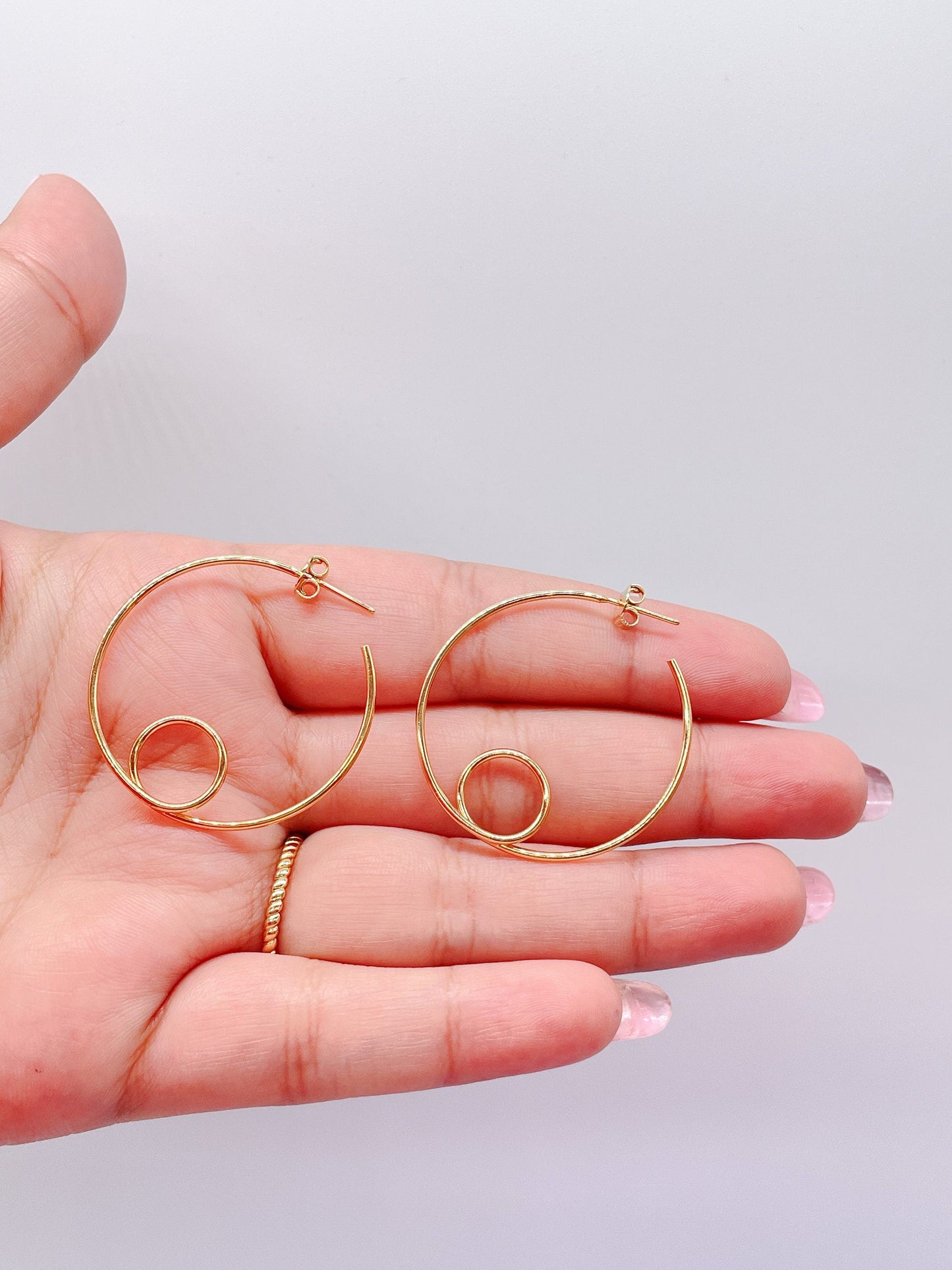 18k Gold Filled Wirework Loop Open Hoops Earrings