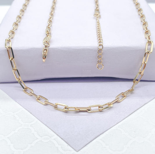18k Gold Filled 16 Inch, 3.5mm Thick, Paper Clip Chain Necklace Supplies Creative, Simplistic Piece, Minimalistic Jewlery