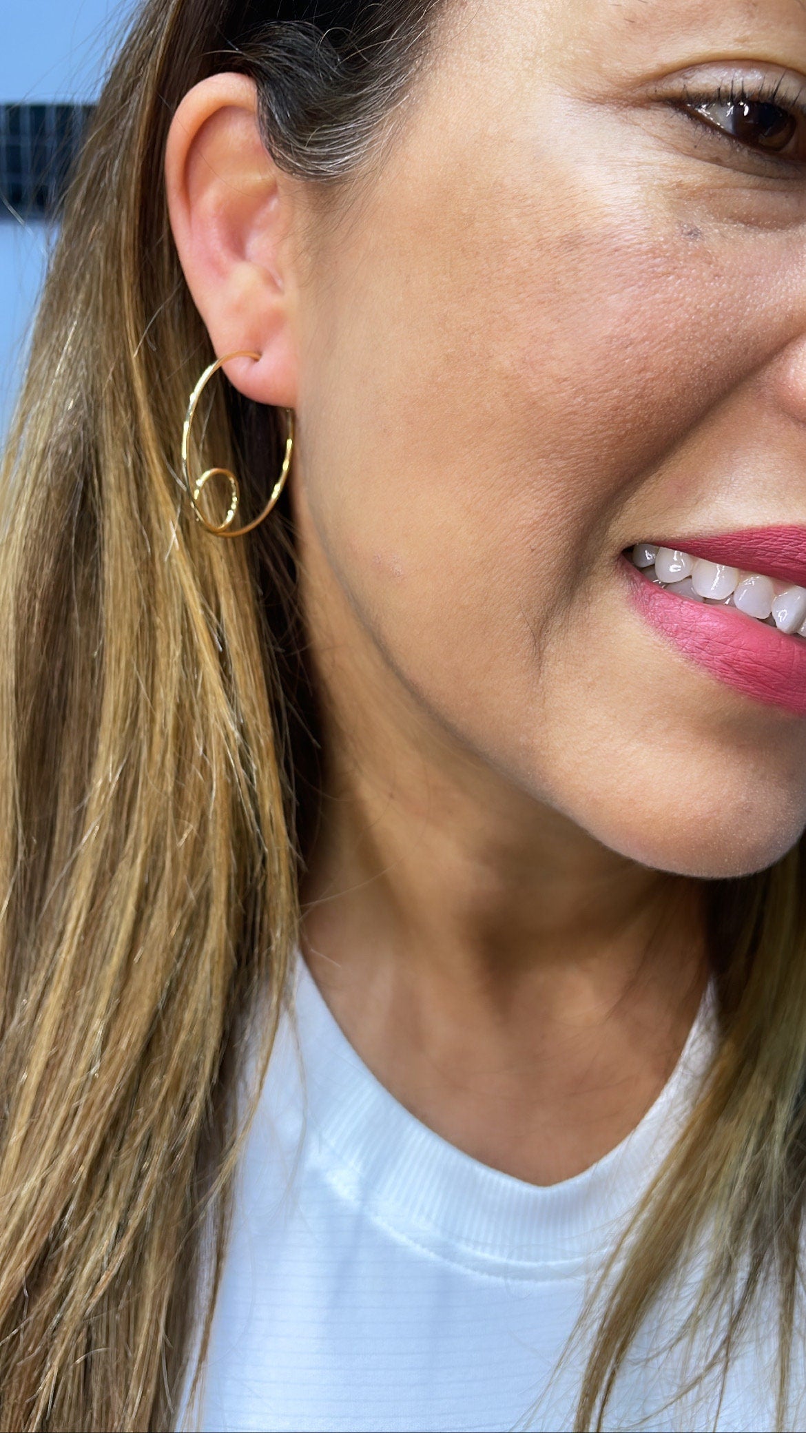 18k Gold Filled Wirework Loop Open Hoops Earrings
