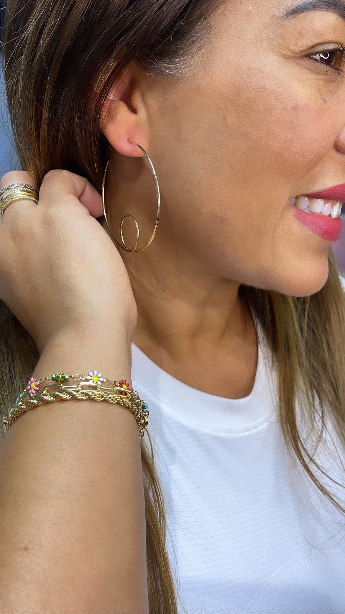 18k Gold Filled Wirework Loop Open Hoops Earrings