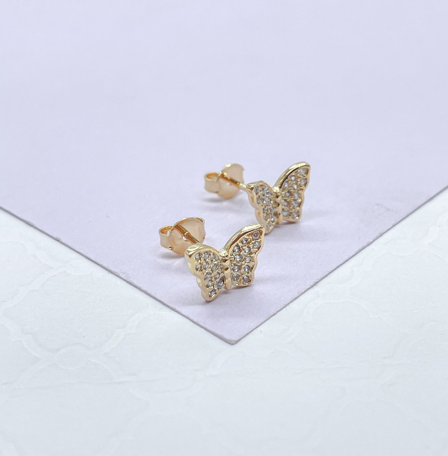 18k Gold Filled CZ Dainty Butterly Stud Earring, Dainty Butterflies, Butterfly Stud, Dainty Studs