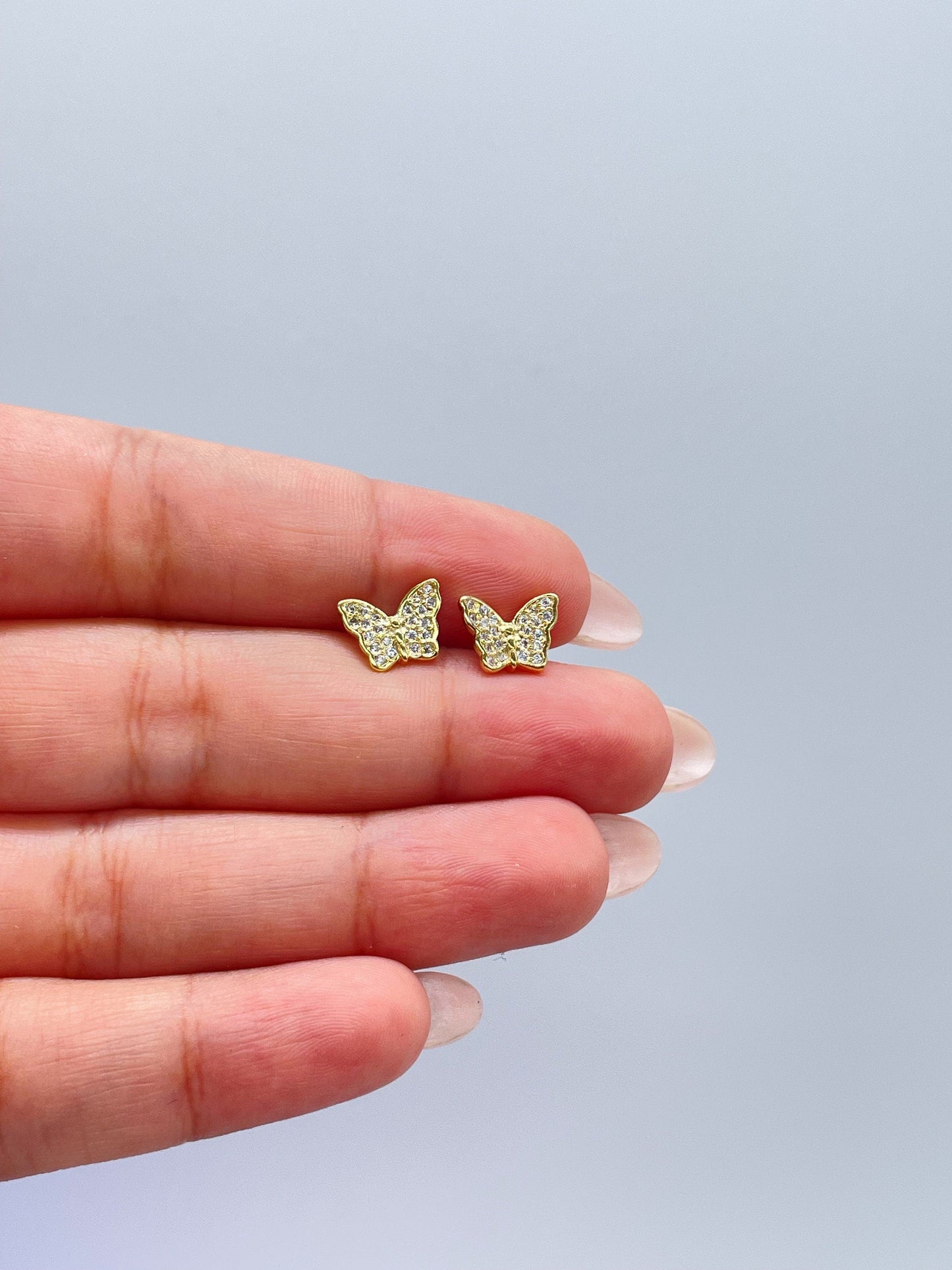 18k Gold Filled CZ Dainty Butterly Stud Earring, Dainty Butterflies, Butterfly Stud, Dainty Studs