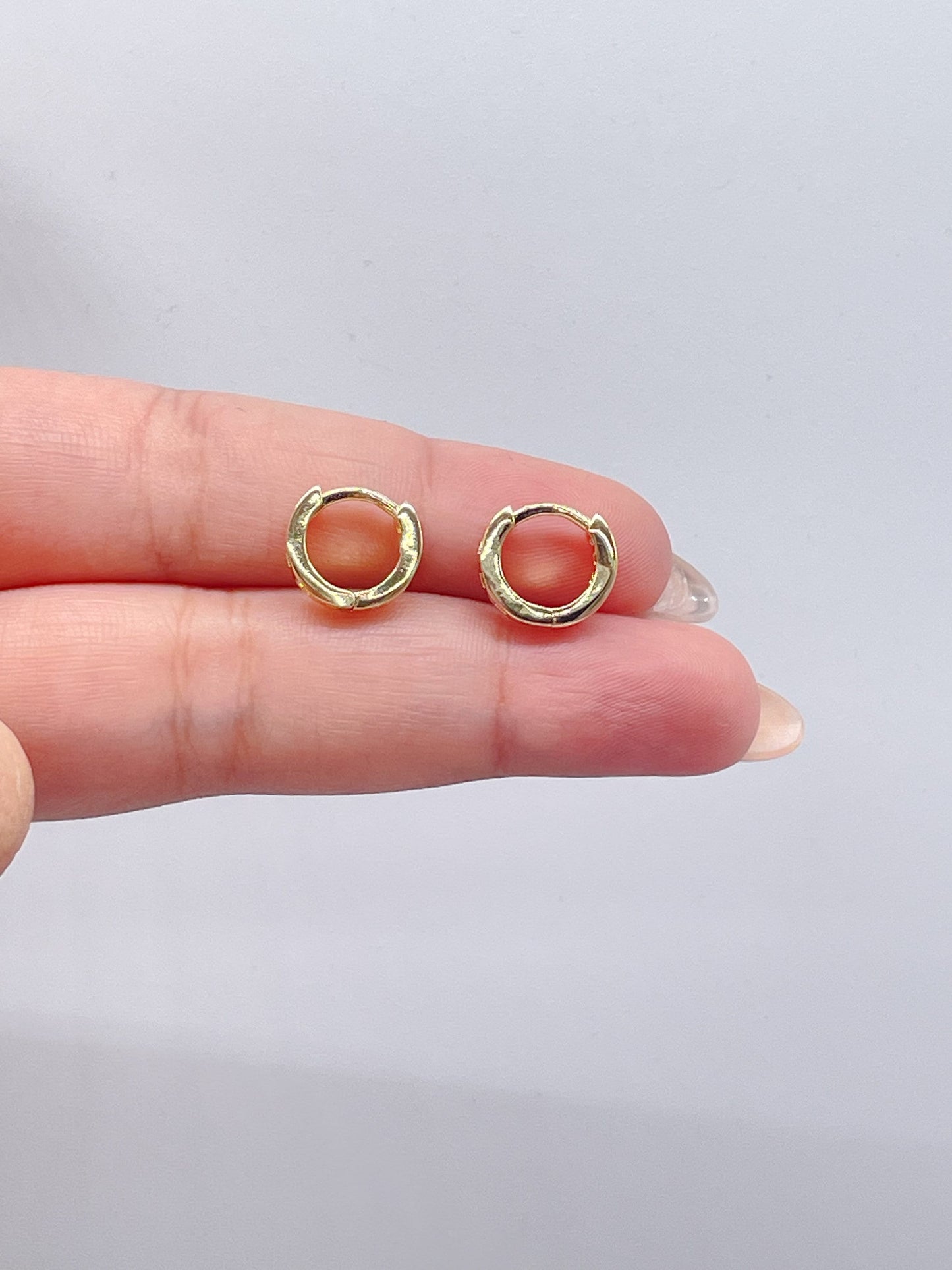18k Gold Filled Small Children’s Baguette Stone Huggie Hoop Earrings