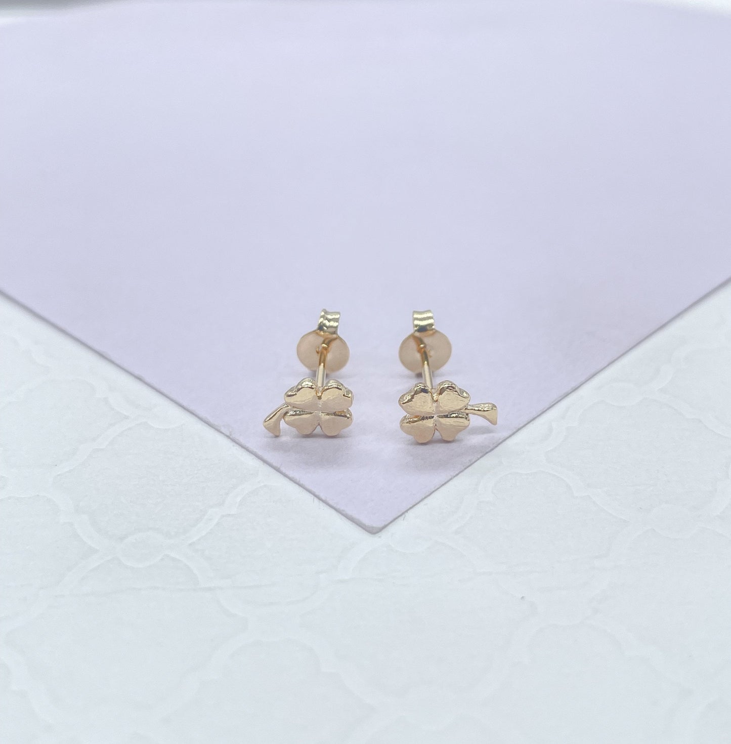 18k Gold Filled Gold Dainty Clover Stud Earring, Dainty Stud, Gold Studs Gift for her, St Patrick's Studs, Childrens Jewlery, Baby Studs